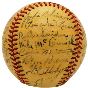 1949 National League Champion Team Signed Baseball (27 Signatures) With Campanella and Robinson